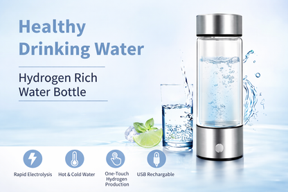 HydroGlow™ Hydrogen-Rich Water Generator Bottle – 420ml Portable Glass Wellness Cup