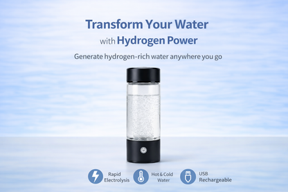 HydroGlow™ Hydrogen-Rich Water Generator Bottle – 420ml Portable Glass Wellness Cup