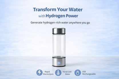 HydroGlow™ Hydrogen-Rich Water Generator Bottle – 420ml Portable Glass Wellness Cup