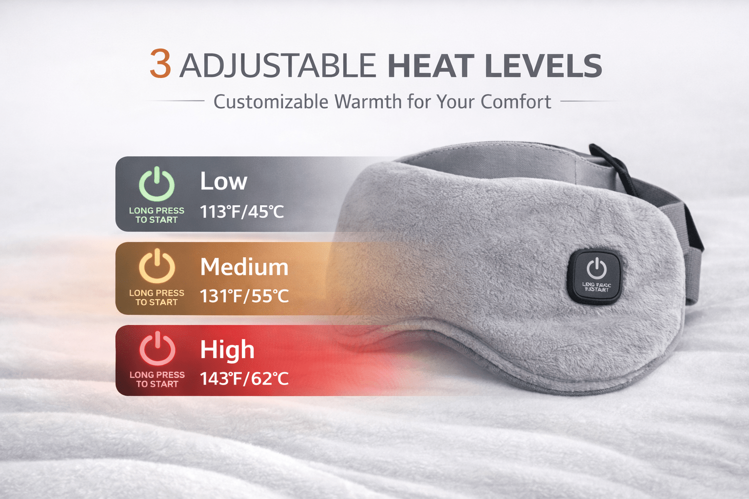 Heated Eye Mask – Relieve Eye Strain & Sleep Better Tonight - Grey Color - USB Heated Eye Mask for Sleep and Relaxation - kyro24.com