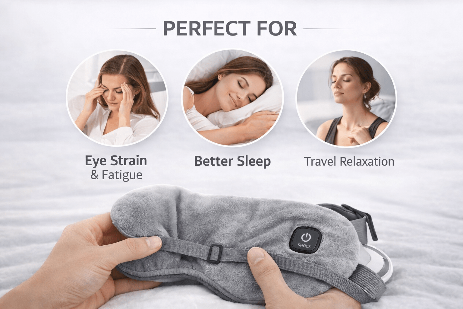 Heated Eye Mask – Relieve Eye Strain & Sleep Better Tonight - Grey Color - USB Heated Eye Mask for Sleep and Relaxation - kyro24.com
